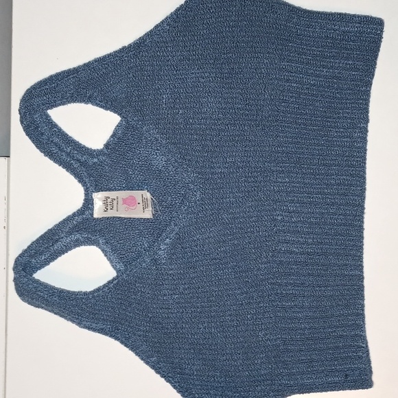 Knitty-Kitty Bralette S Knit Bra Blue Pullover Crop Bikini Top Urban Outfitters - Picture 1 of 3